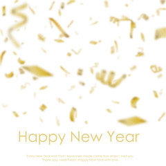 Fototapeta premium Christmas background with falling gold confetti. Vector.
