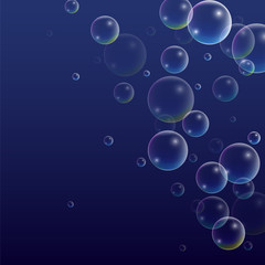 ubble with Hologram Reflection. Set of Realistic Water or Soap Bubbles for Your Design.