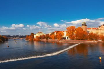 The historic city of Prague, the embankment along the Vltava