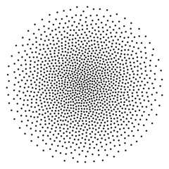 Halftone dotted background vector pattern. Chaotic circle dots isolated on the white background asymmetrical pattern