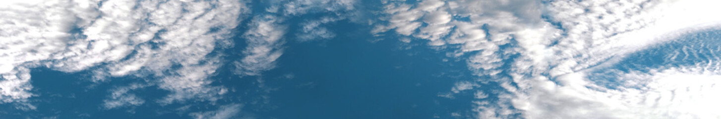 Cumulus clouds on a bright blue sky. Sunny weather. Selective focus, place for text. Banner