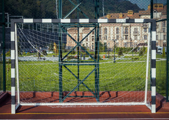 Small football goal Krasnaya Polyana Sochi 09/29/2018