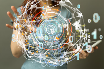 network holograms datas digital sphere 3D