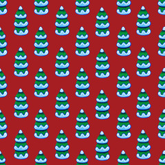 New year seamless pattern with Christmas tree