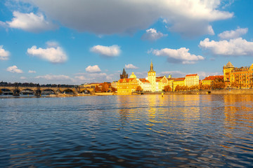 The historic city of Prague, the embankment along the Vltava