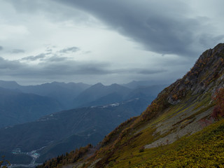 Fototapeta premium Beautiful view from the mountains of Krasnaya Polyana Sochi