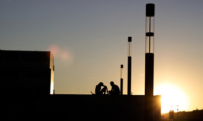 Couple watching the sunset