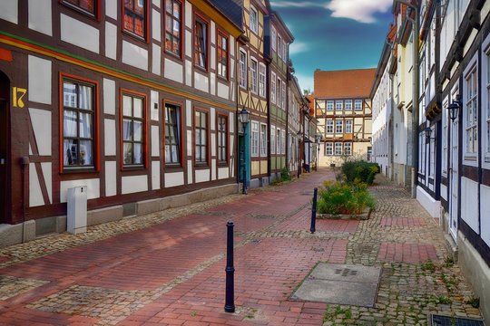 Historic city center of the city of Hameln or Hamelin in Germany