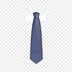 Blue tie icon. Realistic illustration of blue tie vector icon for web design on transparent background for web - obrazy, fototapety, plakaty