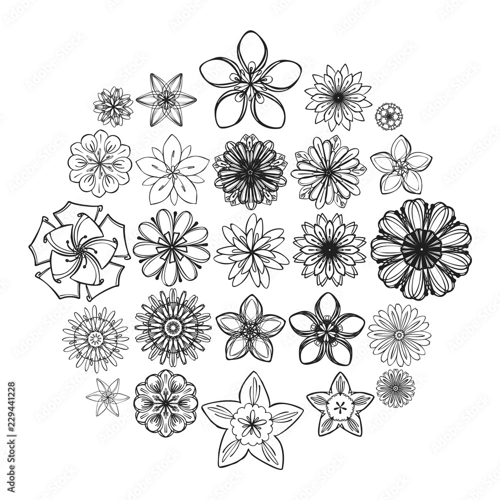 Poster new flower icon set. simple set of new flower vector icons for web design isolated on white backgrou