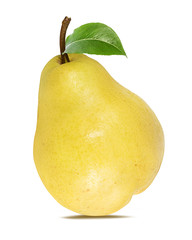 Fresh pear with leaf isolated on white background
