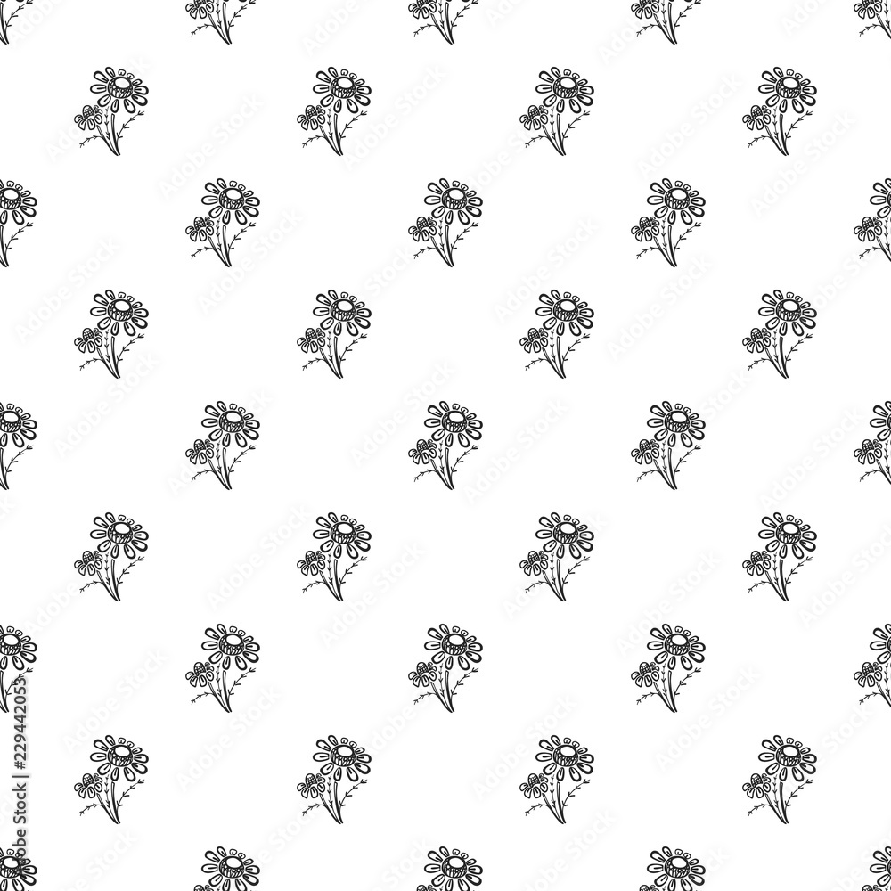 Poster branch of chamomile pattern seamless repeat background for any web design