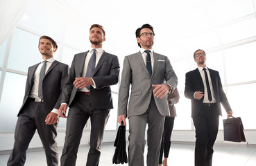 business team, walking at modern office interior