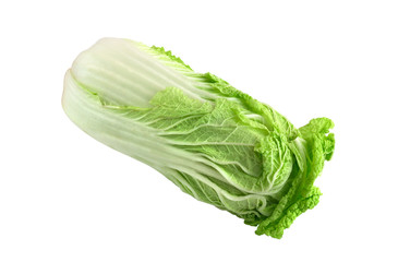 Peking cabbage on a white background. Fresh Peking cabbage close up isolated on white background.