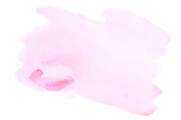 Obraz na płótnie Canvas Gentle pink watercolor stain background, with light paper texture. design decoration element