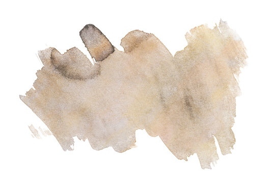 brown light watercolor stain, abstract shape painted with a brush. with jagged edges and clear text space