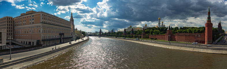 Panorama of Moscow River and Kremlin  in Moscow