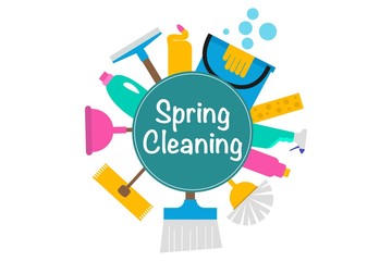 Design of spring cleaning logo