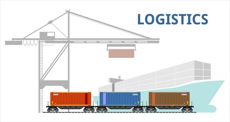 logistics port, ship, freight, warehouse, terminal, loading, unloading, truck, container ocean, sea, delivery truck lorry seaport truck transport logistics trucking car trailer cargo transportation