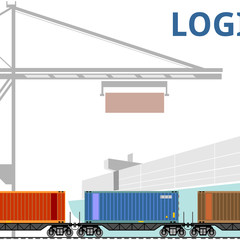 logistics port, ship, freight, warehouse, terminal, loading, unloading, truck, container ocean, sea, delivery truck lorry seaport truck transport logistics trucking car trailer cargo transportation