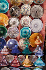 Street market. Hand made and painted bowls from Morocco.