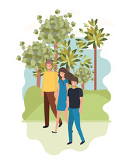 group of people with landscape avatar character