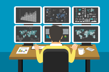 Man controlling network worldwide