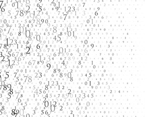 Random numbers 0 and 9. Background in a matrix style. Binary code pattern with digits on screen, falling character. - obrazy, fototapety, plakaty