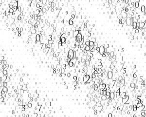 Random numbers 0 and 9. Background in a matrix style. Binary code pattern with digits on screen, falling character.