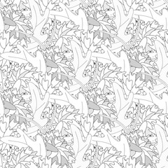 Fototapeta premium Embroidery colorful simplified pattern of flowers and leaves. Vector elements for design. seamless ornament 