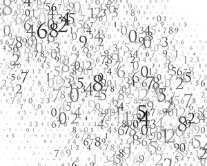 Fototapeta na wymiar Random numbers 0 and 9. Background in a matrix style. Binary code pattern with digits on screen, falling character.