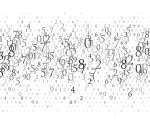 Random numbers 0 and 9. Background in a matrix style. Binary code pattern with digits on screen, falling character.