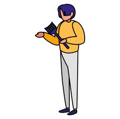 man with grill spatula