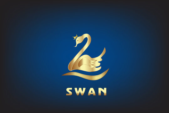 Swan with crown vector logo
