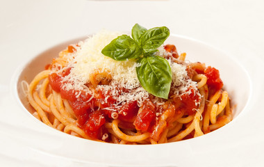 Pasta with tomato sauce and cheese