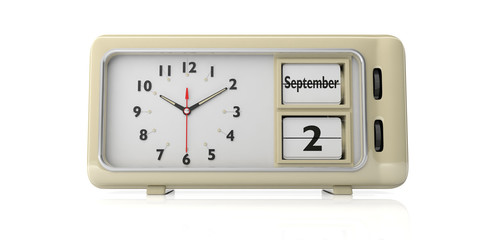 Labor Day 2019 on old retro alarm clock, white background, isolated, 3d illustration.