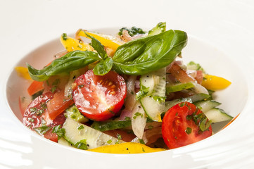 Fresh vegetable salad with greens