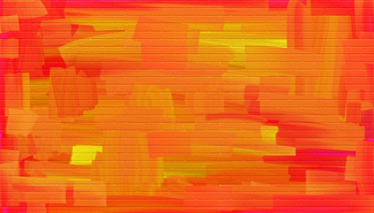red and orange oil painting on the brick wall background