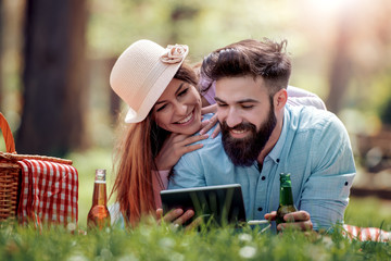 Lovely couple on the picnic