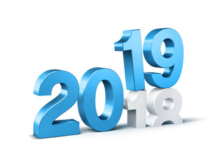 Blue 2019 New Year gold beginning symbol