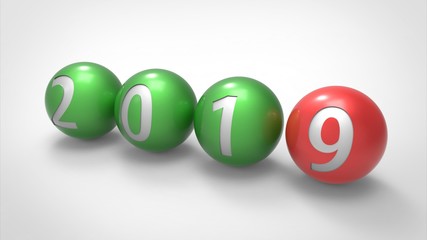Happy New Year 2019 - 3d render