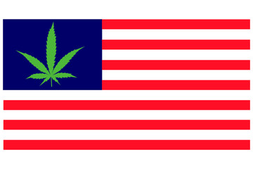USA flag with cannabis