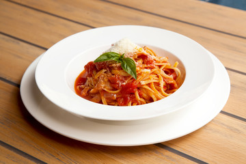 Pasta with tomato sauce and cheese