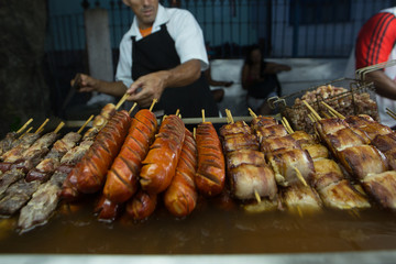 Brazilian barbacue shop in the street of Rio de Janeiro