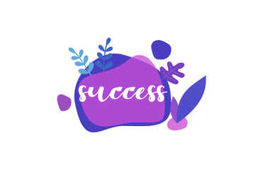 Success. Purple Blue Flat Natural Background Words letter Design 