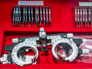 Eyesight check. Eye check equipment. Poor eyesight. Medical equipment for ophthalmology....