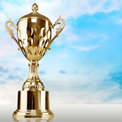 Golden trophies object on background