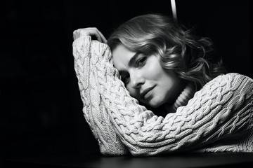 Black and white portrait of a beautiful woman