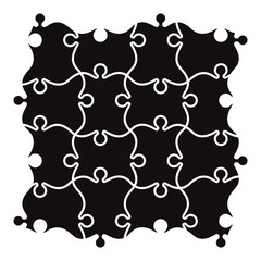 Black jigsaw puzzle template 16 pieces vector illustration
