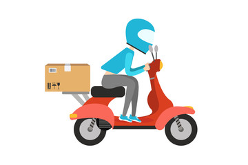 Delivery person on scooter